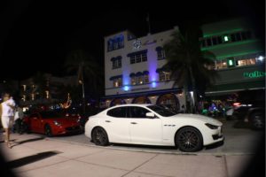 White Maserati on Ocean Drive South Beach